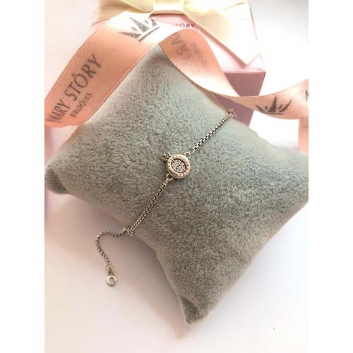Pulseira Ajustável Coroa Cravejada Prata 925